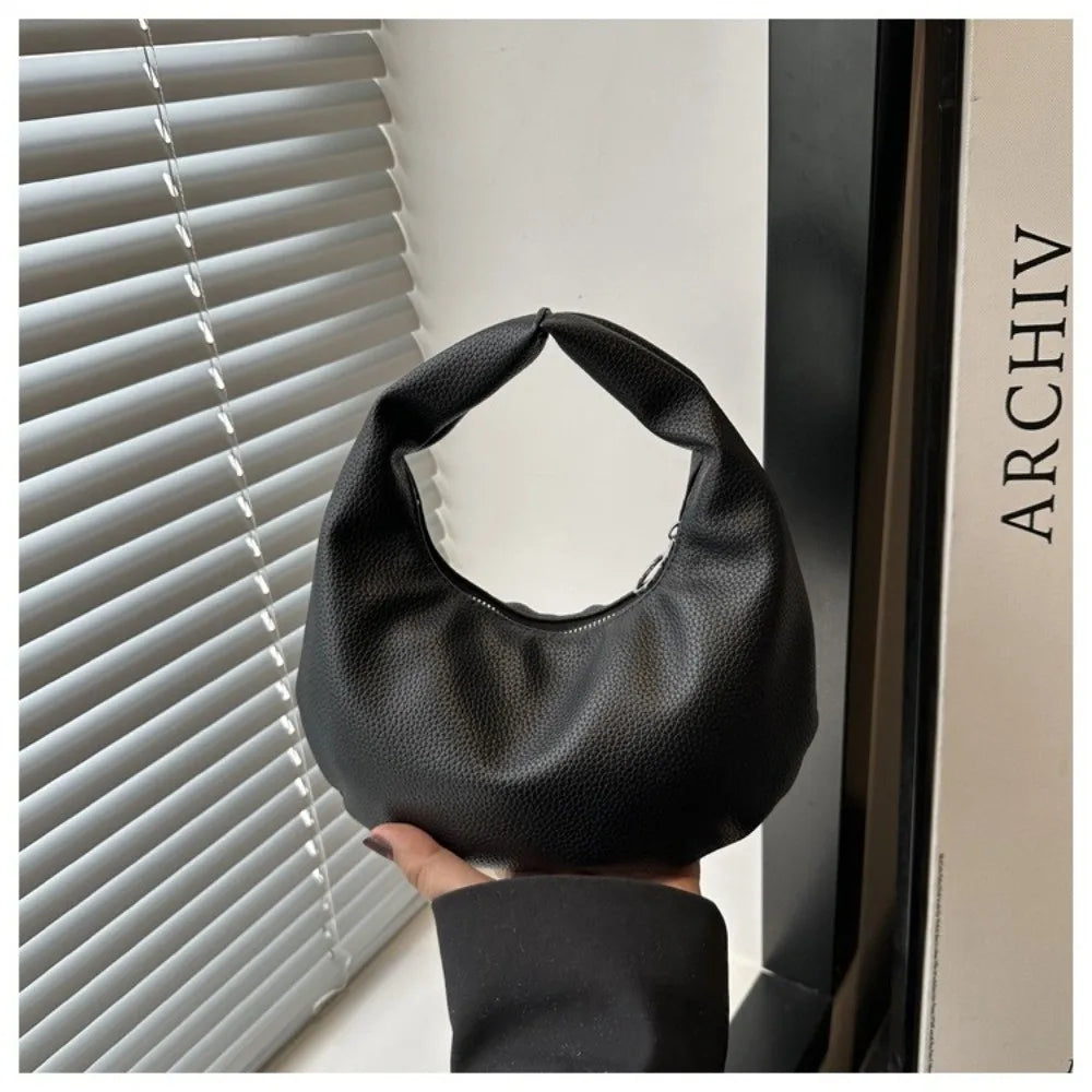 Fashion Solid Color Clutch Bags Pu Leather Small Tote Bag Commute Women Handbags Party