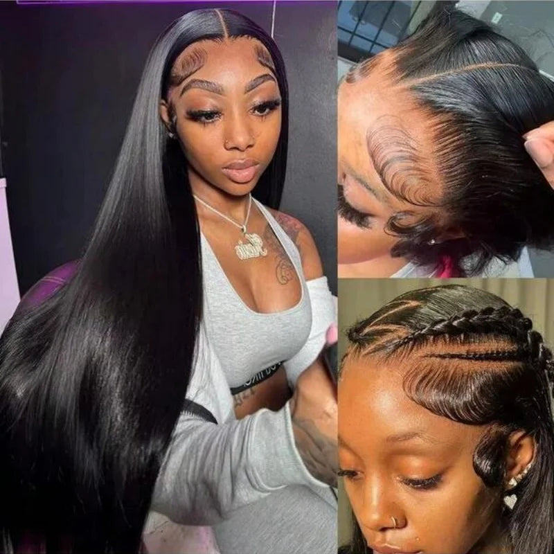 Straight Brazilian Human Hair Wig 250% Density Pre-plucked Hairline Glueless HD Lace Wigs 13x6 Frontal Wig 13x4 Closure Lace Wig