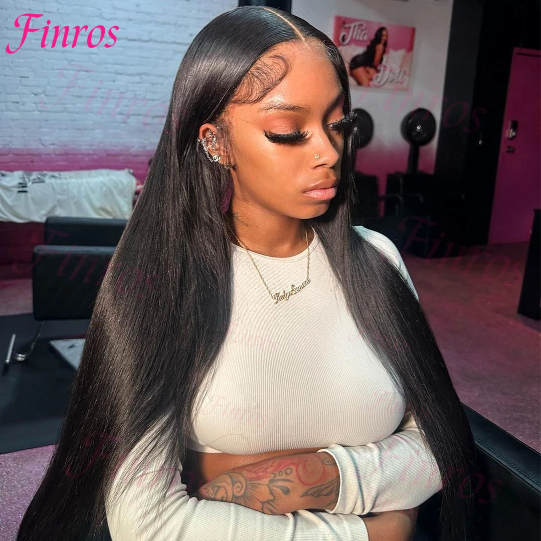 40 Inch 250 Density Straight Lace Front Wigs Human Hair 13x6 HD Lace 13x4 Transparent Frontal Wigs Pre Plucked For Black Women