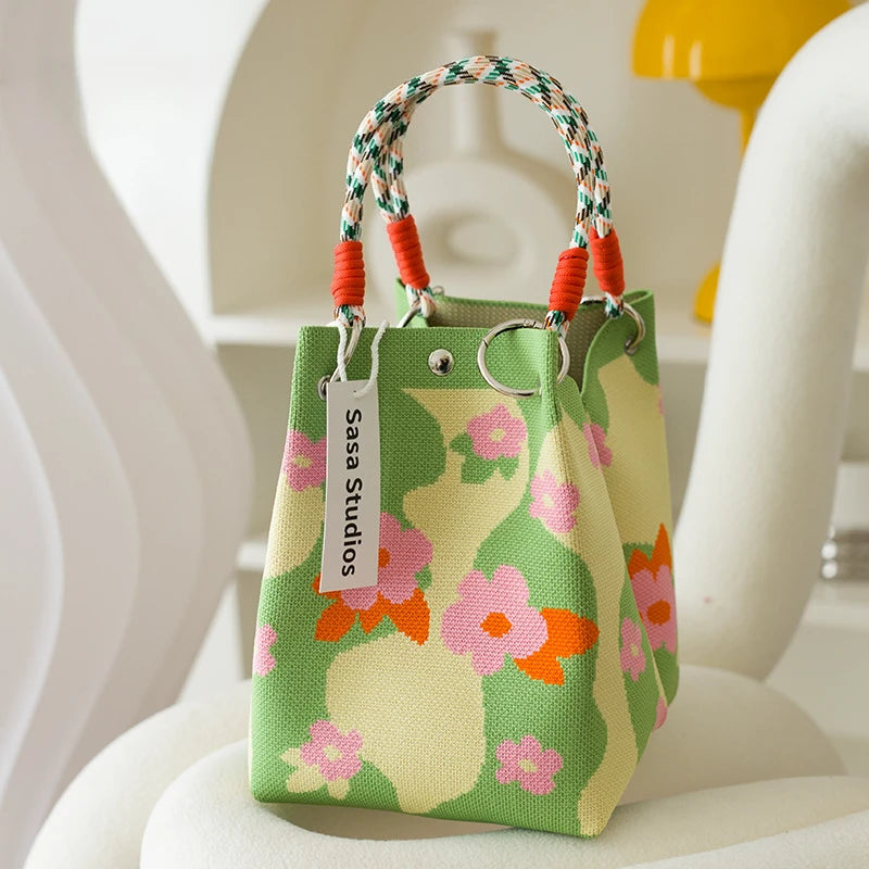 Women's Knitted Handbag Tote Bag - Fashion Water Bucket Purse for Work, Travel, Shopping