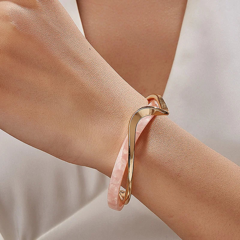White Acrylic Bracelets Board Bend Metal Bangles Womens Hand Bracelets Geometric C- shaped Opening Bracelets Jewelry Gifts K