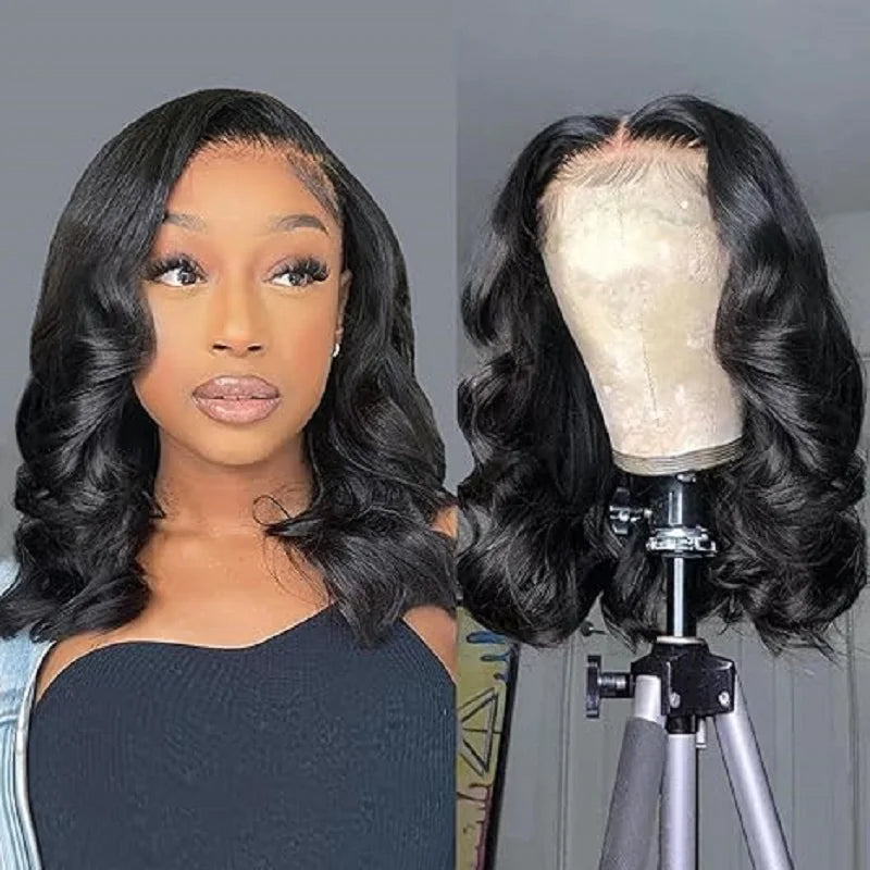Body Wave Bob Wig Human Hair 13x4 Lace Front Human Hair Wigs Transparent Lace 180% Density Short Bob Wig Loose Deep Lace Frontal
