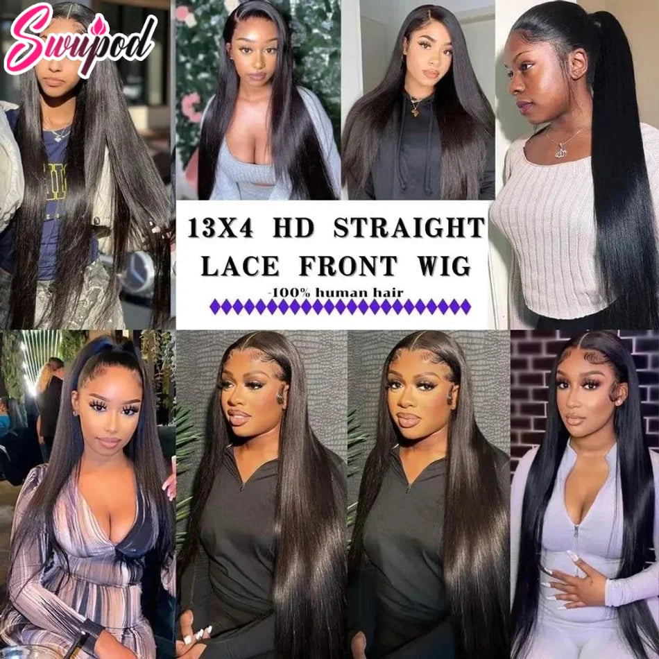 200 Density 13x4 13x6 Hd Lace Frontal Human Hair Wigs Straight 360 Lace Frontal Wig Preplucked 4x4 Closure Lace Wig Remy Hair