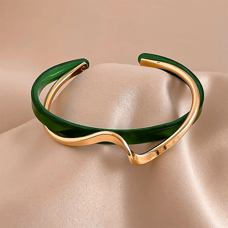 White Acrylic Bracelets Board Bend Metal Bangles Womens Hand Bracelets Geometric C- shaped Opening Bracelets Jewelry Gifts K