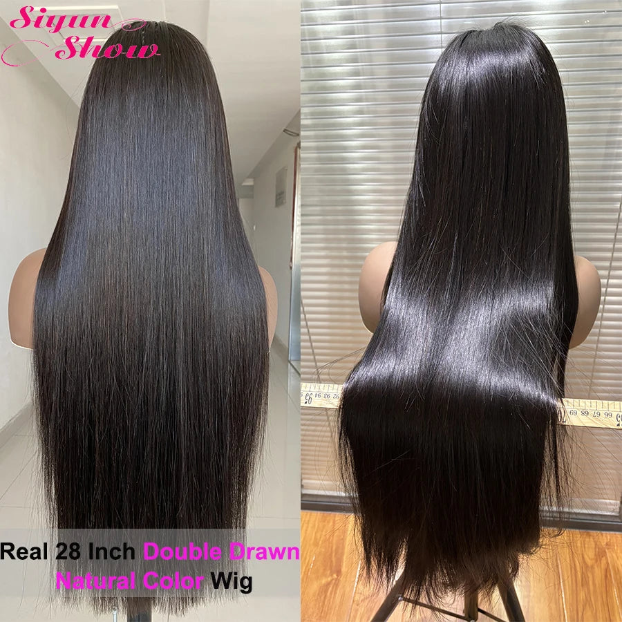 Raw Vietnamese HD Lace Wigs 13X4 Double Drawn Bone Straight Human Hair Lace Frontal Wig Pre Plucked Ombre Brown Lace Front Wig