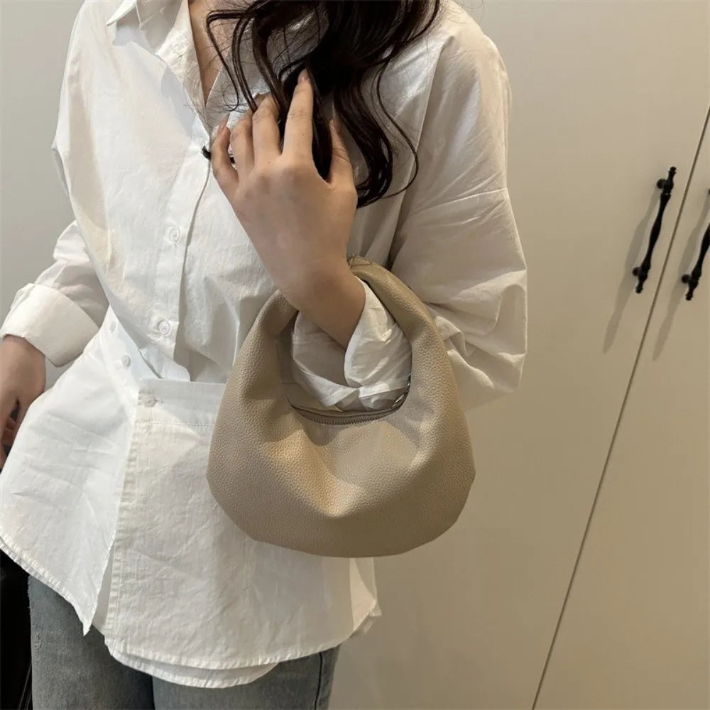 Fashion Solid Color Clutch Bags Pu Leather Small Tote Bag Commute Women Handbags Party