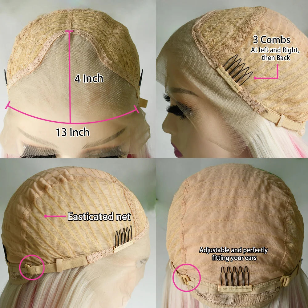 40 Inch Yellow Wigs Long Straight Lace Front Synthetic Wigs Pre Plucked Natural Hairline Glueless Wigs for Fashion Women Cosplay