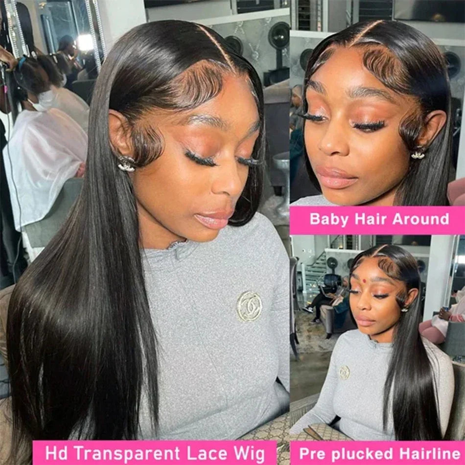 Hd Lace Frontal Wig 13x4 Lace Front Wig Human Hair 30 Inch Bone Straight Transparent 4x4 Human Hair Wigs Ready to Wear