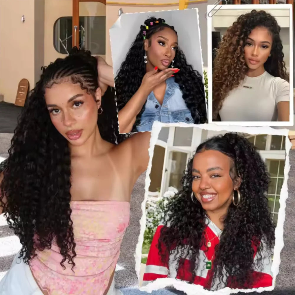 Deep Wave Feather Crochet Hair Deep Wave Human Hair Bundles Raw Hair 100% Human Hair Brazilian Hair Bundle Weaving Extensions
