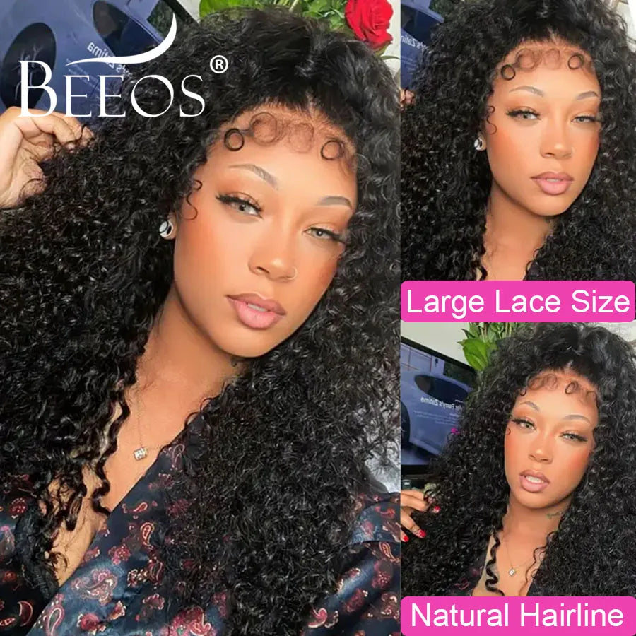 250% Curly Baby Hair Wigs Kinky Curly 13x6 HD Lace Frontal Wig Human Hair Wigs For Women Pre Plucked Water Wave Brazilian Remy