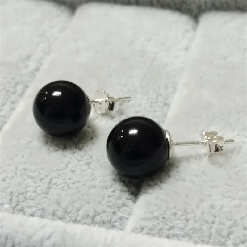 SOMILIA Fashion 925 Sterling Silver Higt Quality Pearl Stud Earrings Gold Ball Earrings For Women Silver Jewelry Pierced 4-14MM