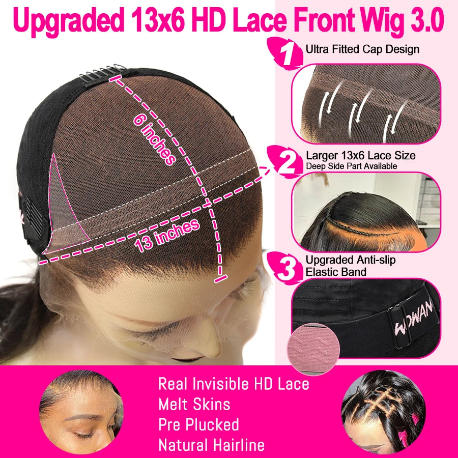 250% 13x6 HD Lace Frontal Wigs 4J27 Highlight 34in Body Wave Human Hair Wigs Melt Skins Natural Scalp Brazilian Hair For Women