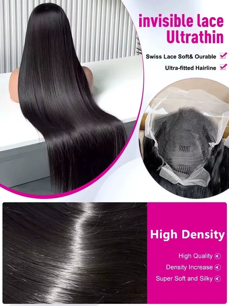 300 Density 40 Inch Bone Straight Human Hair Wigs Vietnamese Hair Wear Go Glueless Wig 13x4 13x6 Hd Transparent Lace Frontal Wig