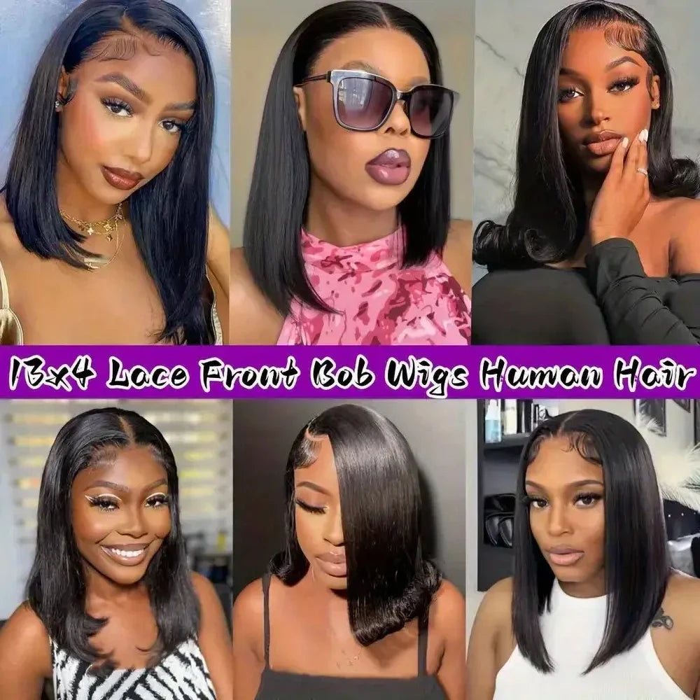 Short Wigs Human Hair Bob Wig 13x4 Lace Frontal Bob Wig 4x4 6x4 Lace Closure Bob Wig Brazilian Pre Plucked Straight Bob Wigs