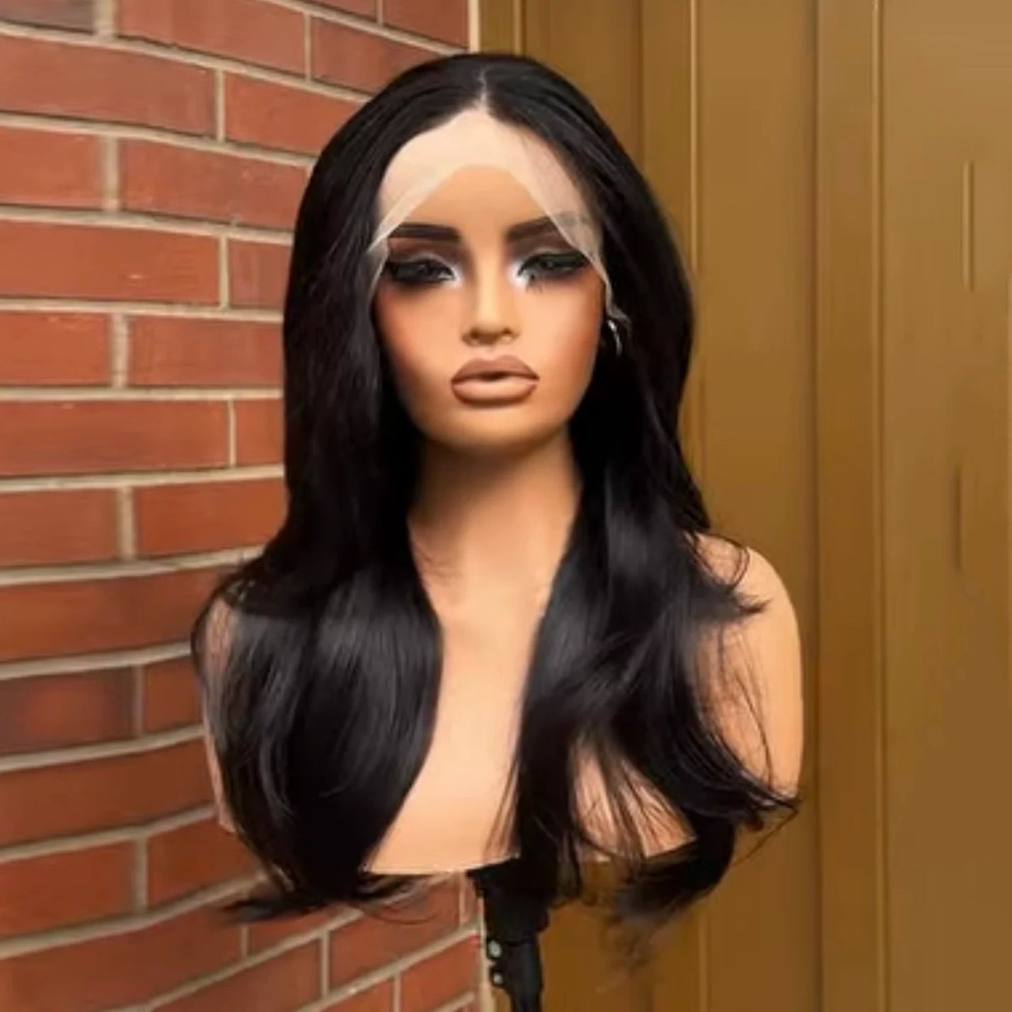 Black Lace Front Wig Long Natural Wave Synthetic Hair 13x4 Frontal Lace Wigs for Women Natural Hairline Daily Wear Cosplay