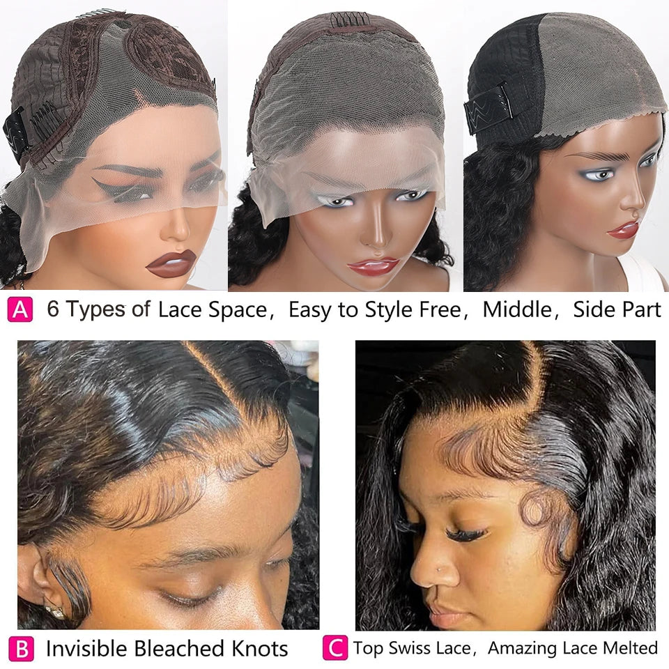 Short Curly Bob Wig Human Hair 13x4 HD Deep Wave Lace Frontal Wigs Short Bob Wigs Pre Plucked Wet And Wavy 6x4 Glueless Lace Wig