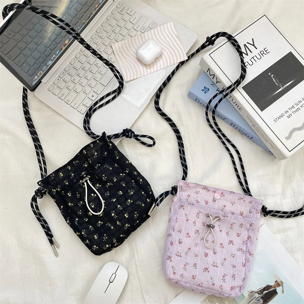 Women Handbags Female Drawstring Shoulder Bags Cute Mini Large Capacity Crossbody Bags for Women Portable Phone Purse