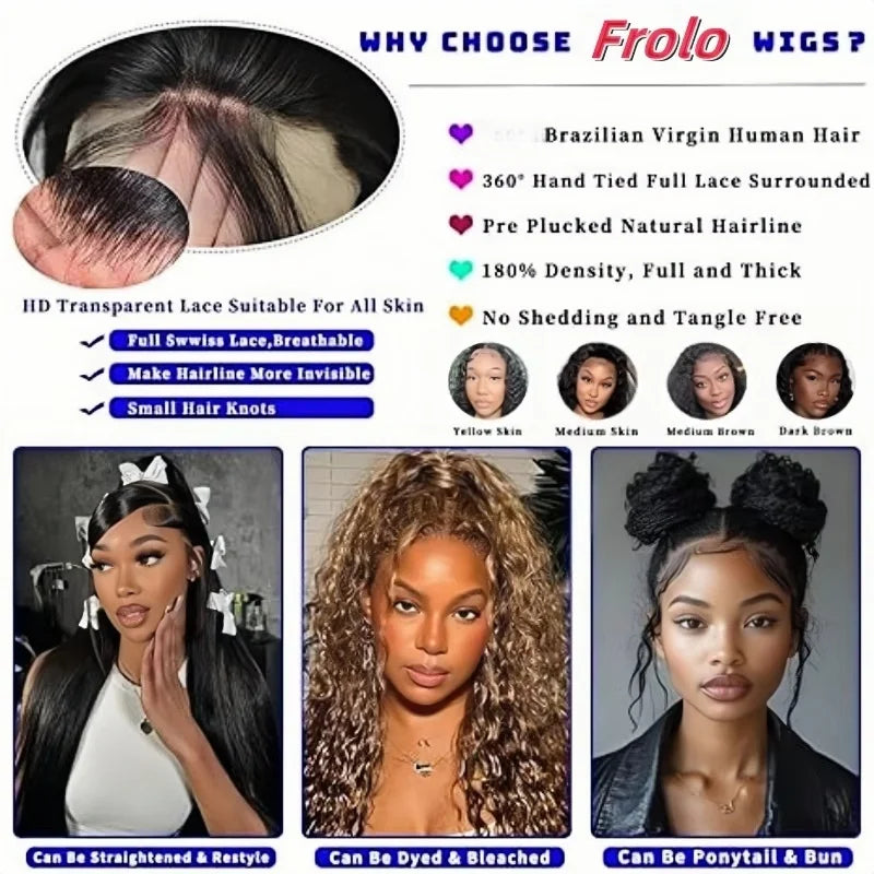 360 Full Lace Wig Invisible Drawstring Deep Wave Frontal Wig Curly Human Hair Wigs Brazilian 13X4 Hd Lace Wig 220 Density 30Inch