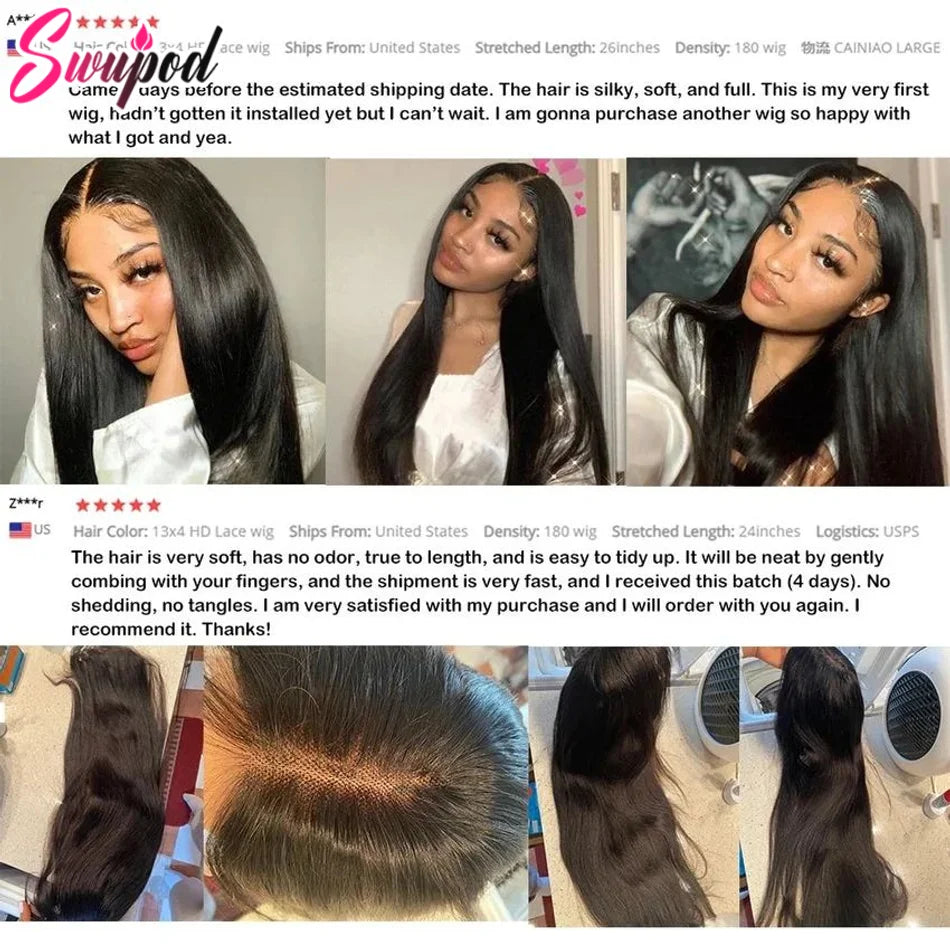 200 Density 13x4 13x6 Hd Lace Frontal Human Hair Wigs Straight 360 Lace Frontal Wig Preplucked 4x4 Closure Lace Wig Remy Hair