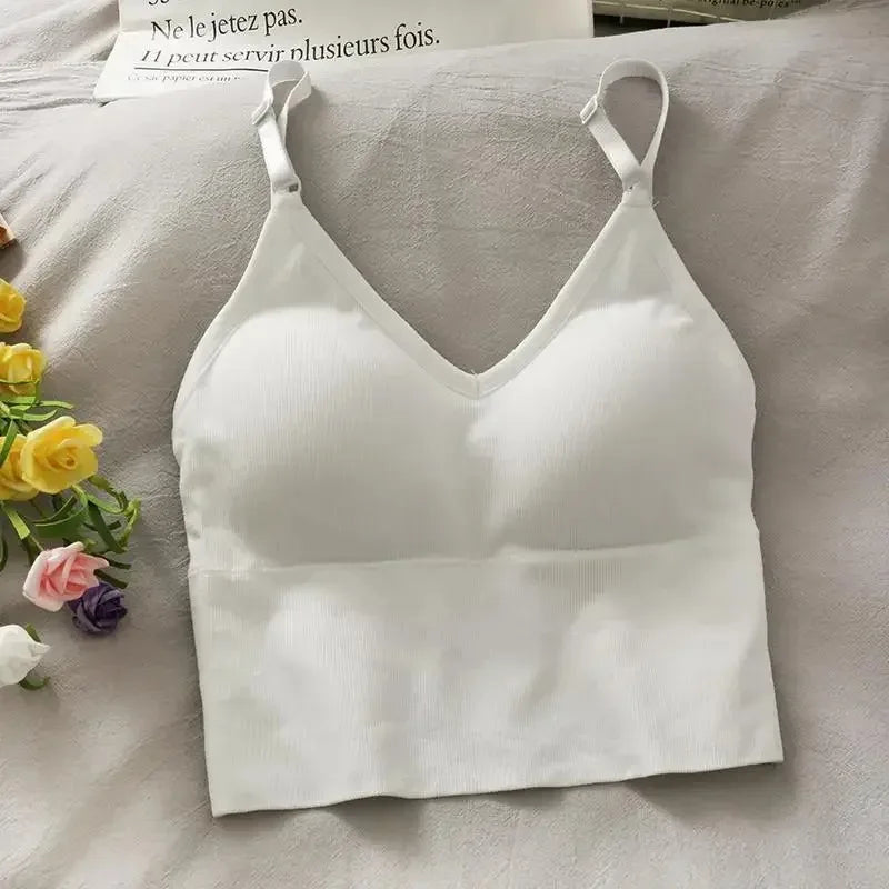 Womens Tops Sexy Tank Top Women Built in Bra Solid Color Camis for Women Crop Top Off Shoulder Sleeveless Camisole