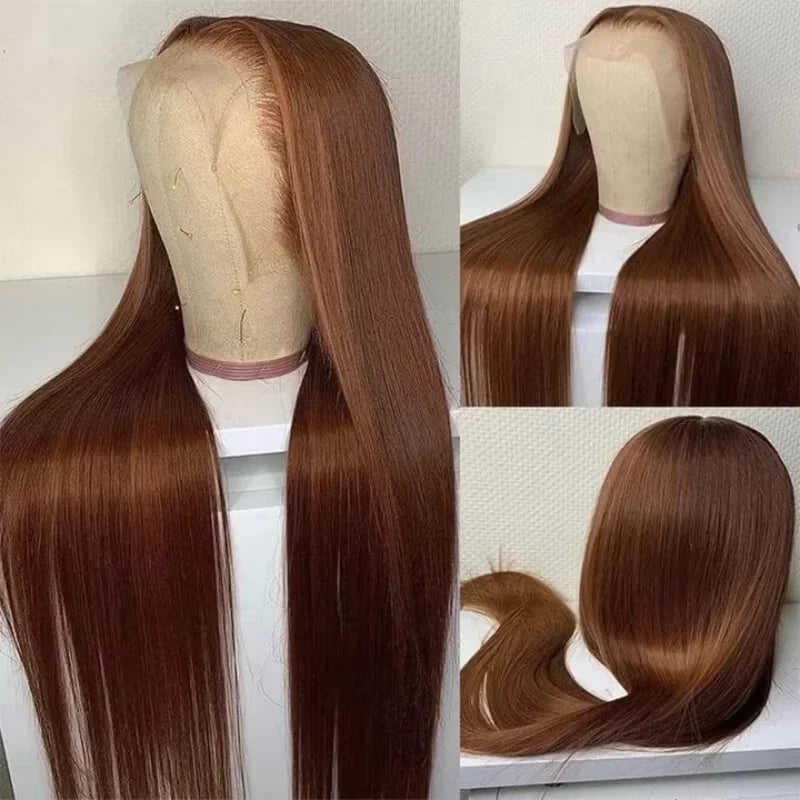 13x4 Chocolate Brown Straight Hd Lace Wigs Brazilian Human Hair 13x6 Hd Lace Frontal Wig Pre Plucked Brown Colored Wigs