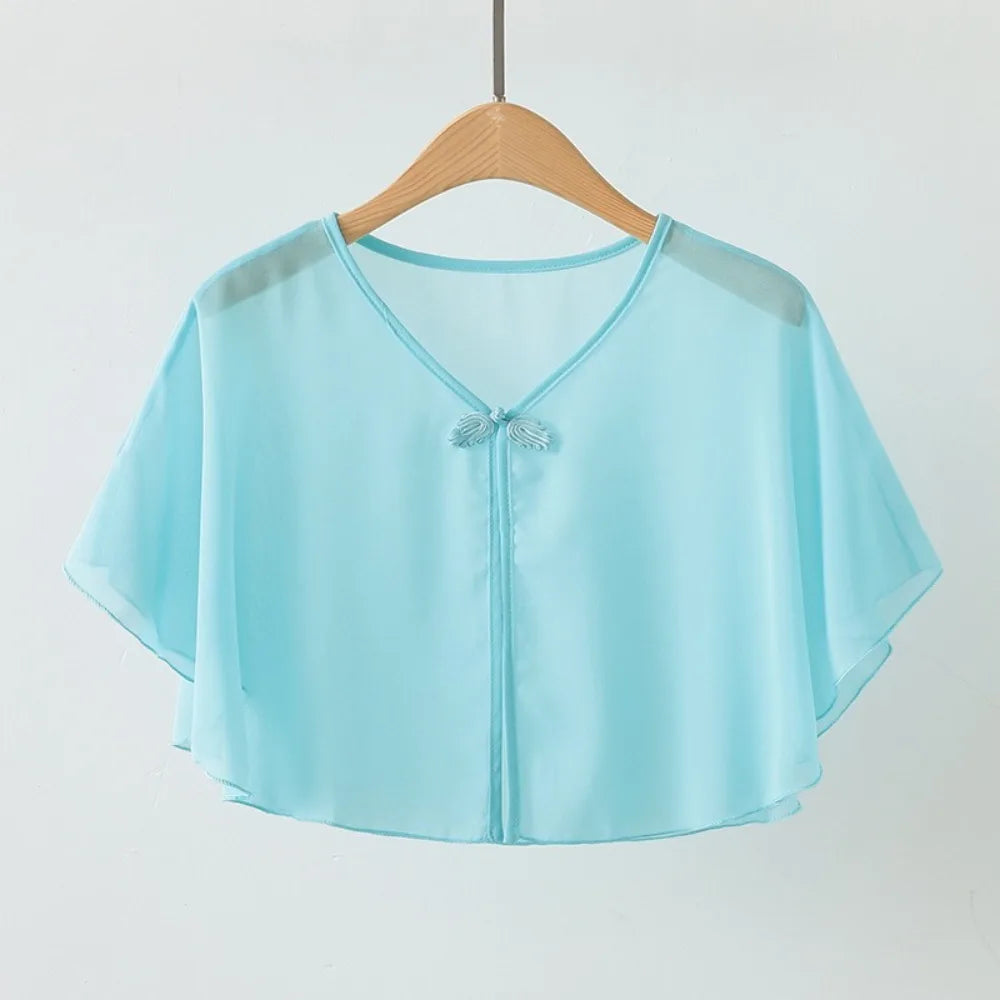 Cloak Multicolor Chiffon Shawl Breathable Short Tulle Shawl Women Tops Women