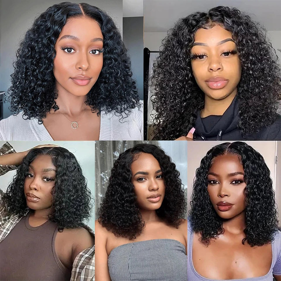 Short Curly Bob Wig Human Hair 13x4 HD Deep Wave Lace Frontal Wigs Short Bob Wigs Pre Plucked Wet And Wavy 6x4 Glueless Lace Wig
