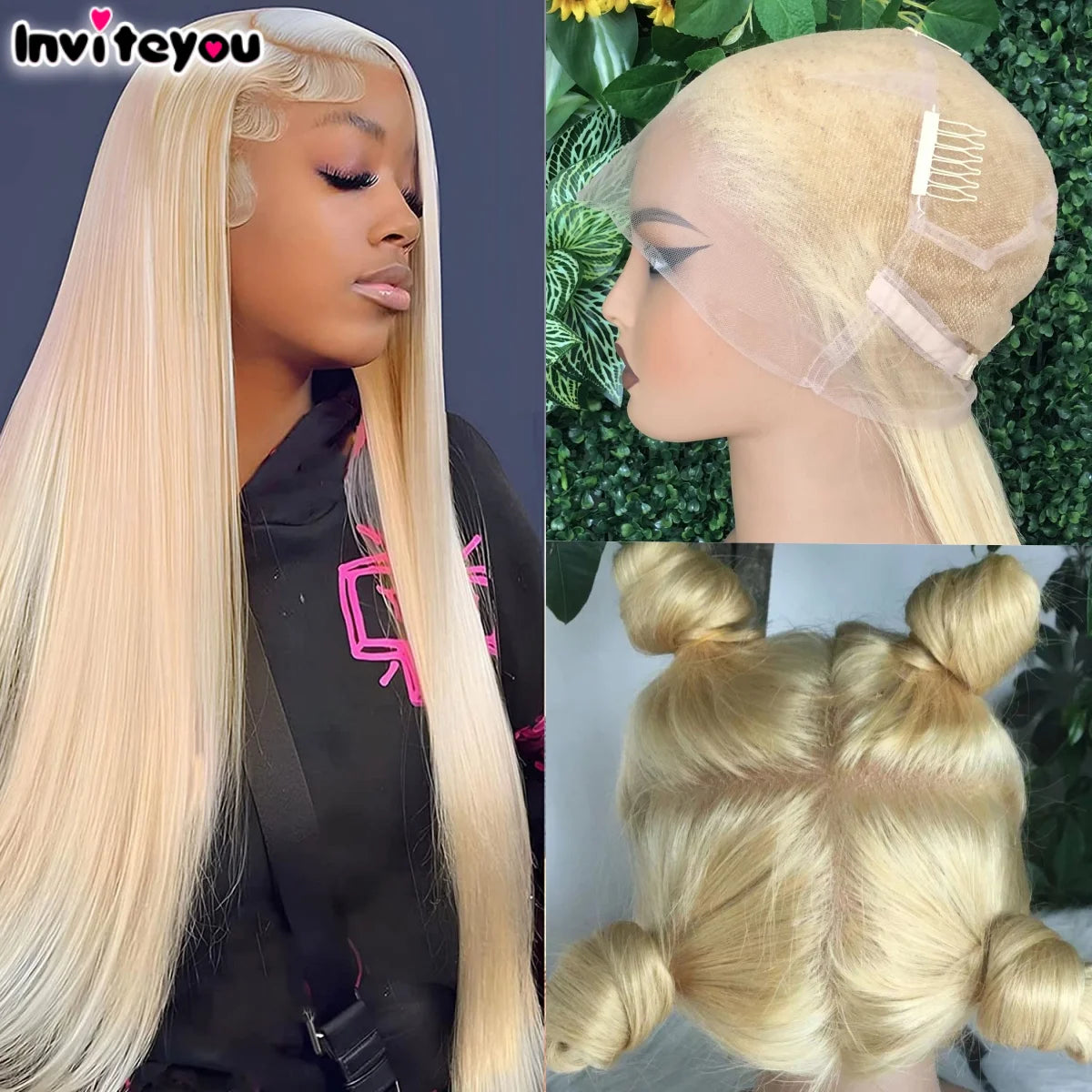 Full Lace 16-28  Human Hair Wigs Bone Straight #613 Honey Blonde Hd 360 Full Lace Frontal Human Hair Wigs Brazilian 13x4 Wig