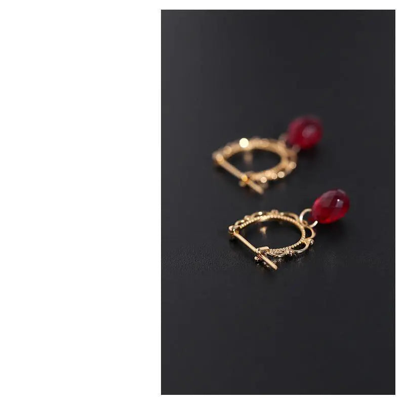 New original design drop-shaped cut face craft earrings retro exquisite light luxury noble charm women silver jewelry