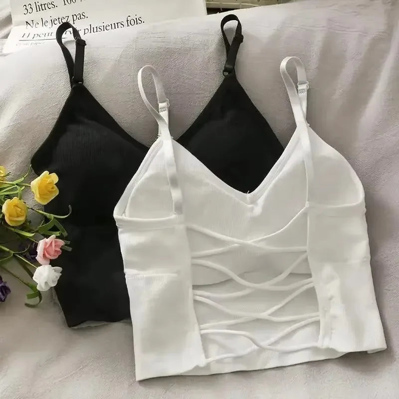 Womens Tops Sexy Tank Top Women Built in Bra Solid Color Camis for Women Crop Top Off Shoulder Sleeveless Camisole