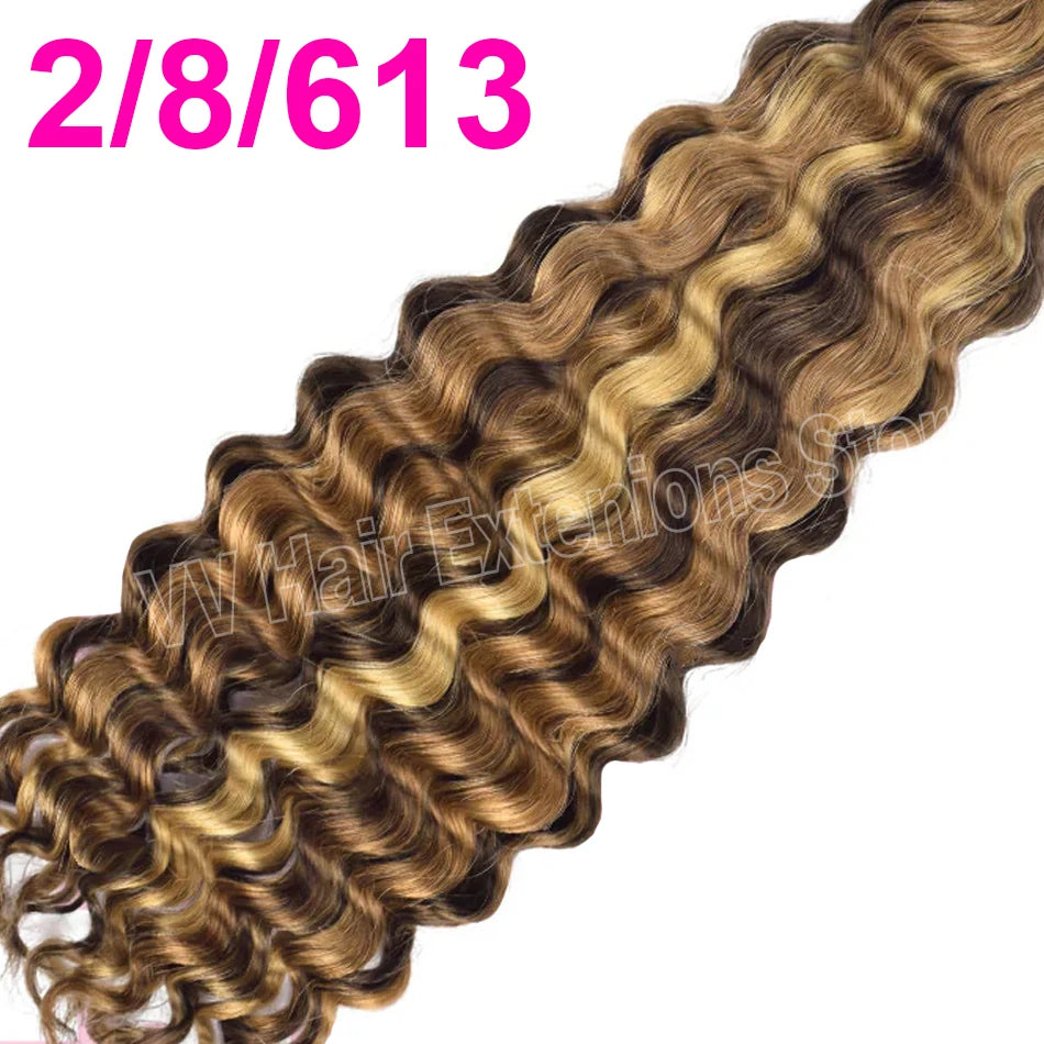 Deep Wave I Tip Hair Extensions 100%Human Hair Extensions Curly I Tip Double Drawn Bundles Microlink  Full Thick Ends Extensions