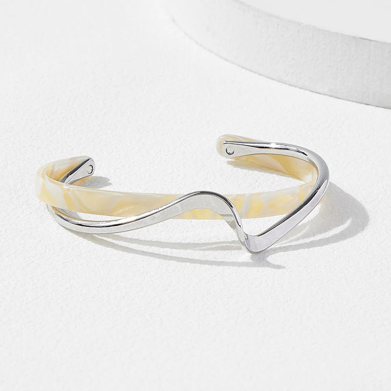 White Acrylic Bracelets Board Bend Metal Bangles Womens Hand Bracelets Geometric C- shaped Opening Bracelets Jewelry Gifts K