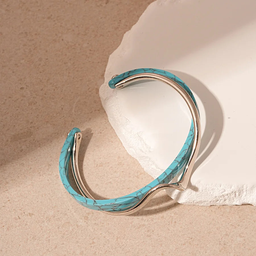 White Acrylic Bracelets Board Bend Metal Bangles Womens Hand Bracelets Geometric C- shaped Opening Bracelets Jewelry Gifts K