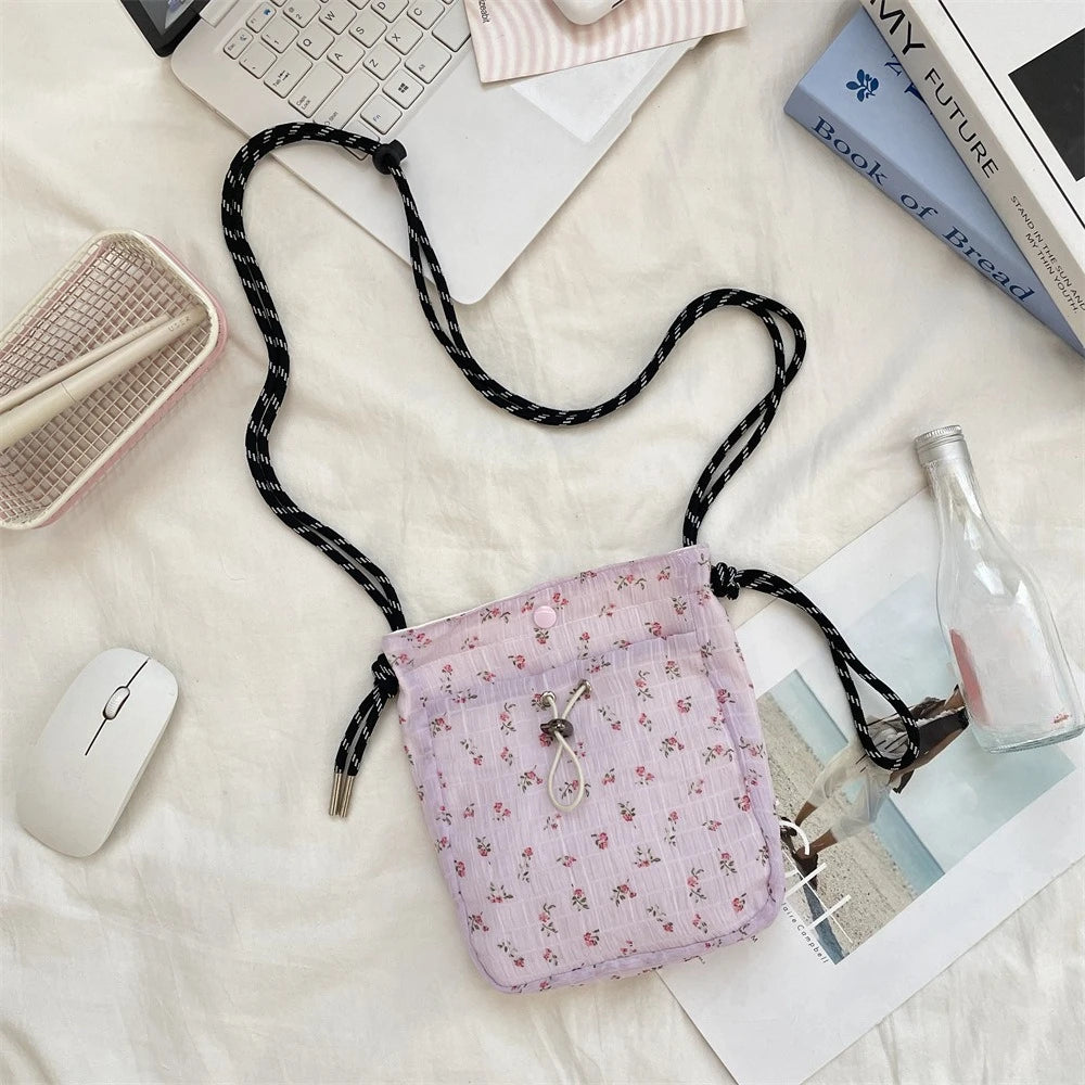 Women Handbags Female Drawstring Shoulder Bags Cute Mini Large Capacity Crossbody Bags for Women Portable Phone Purse