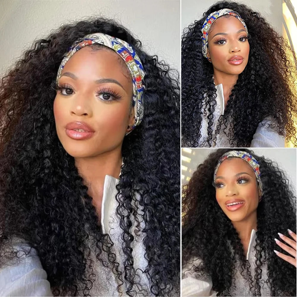 Geeta Deep Wave Headband Wig Glueless Wigs Human Hair Ready To Wear Deep Curly Brazilian Wigs 100% Human Hair For Black Women
