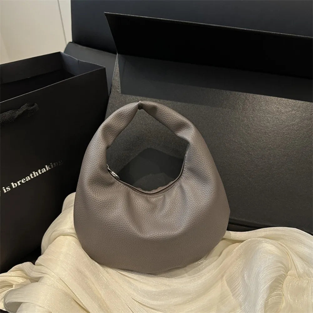 Fashion Solid Color Clutch Bags Pu Leather Small Tote Bag Commute Women Handbags Party