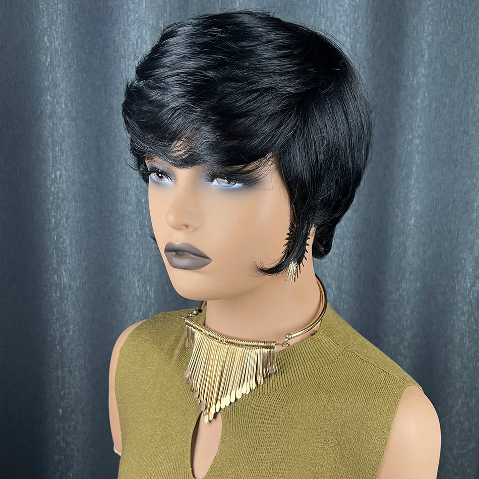 Short Human Hair Wigs 6 In Pixie Cut Wigs Human Hair Glueless Wig Layered Hd Lace Wigs Red Highlights Ready To Wear Burgundy Wig