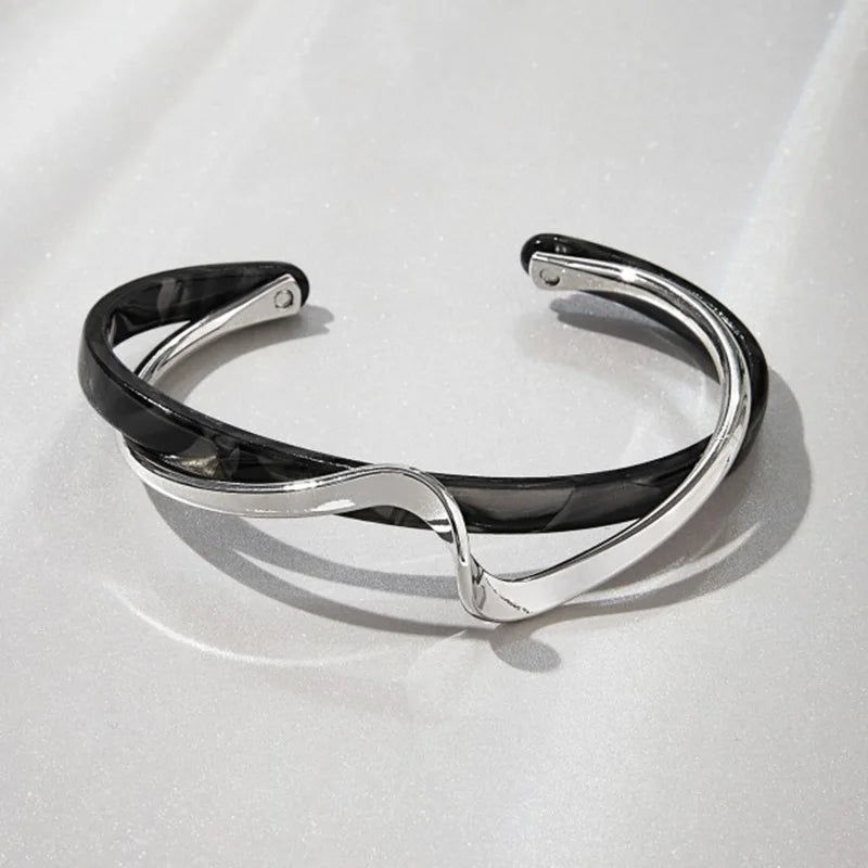 White Acrylic Bracelets Board Bend Metal Bangles Womens Hand Bracelets Geometric C- shaped Opening Bracelets Jewelry Gifts K