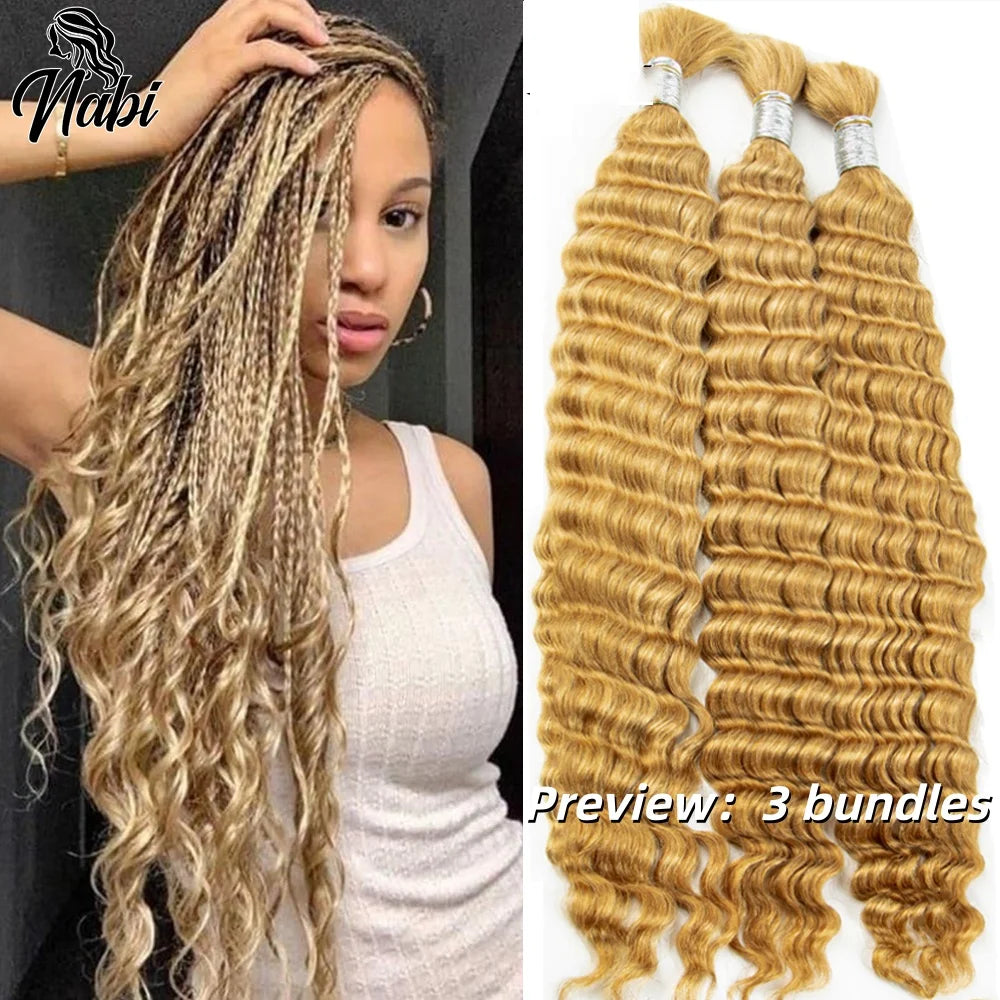 Nabi Boho Braiding Hair Bulk Deep Wave Hair Bundles Extentions No Weft Bulk Hair Bundles for Boho Braiding