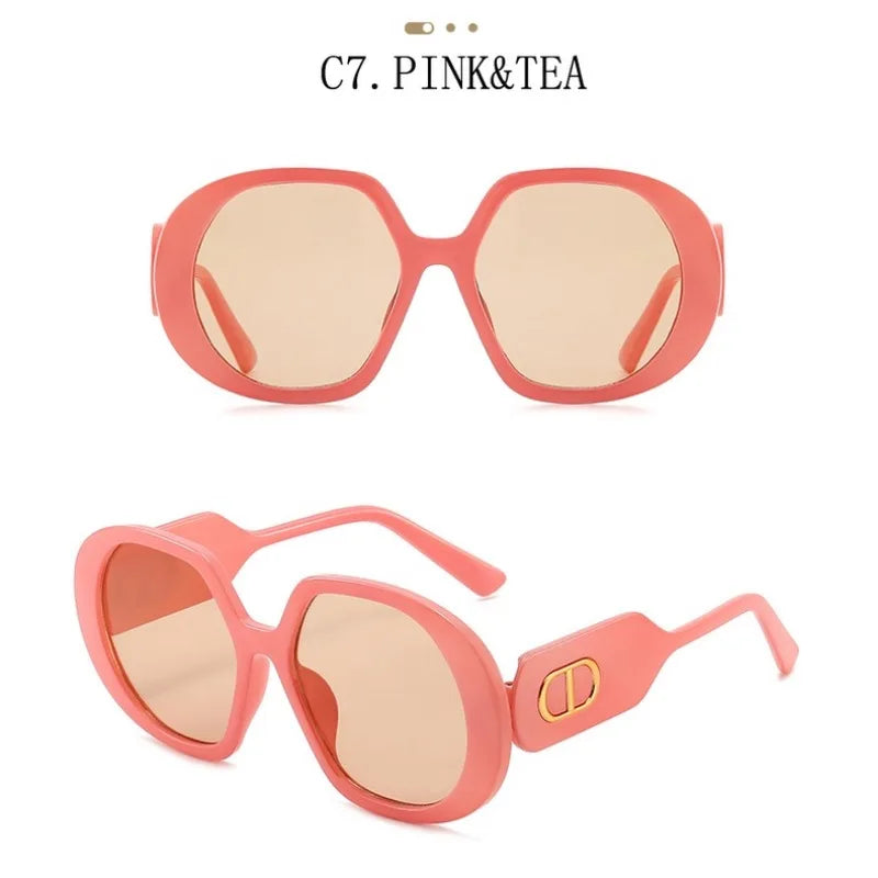 Vintage Women Sunglasses Fashion Classic Oversize Round Frame Sunglass