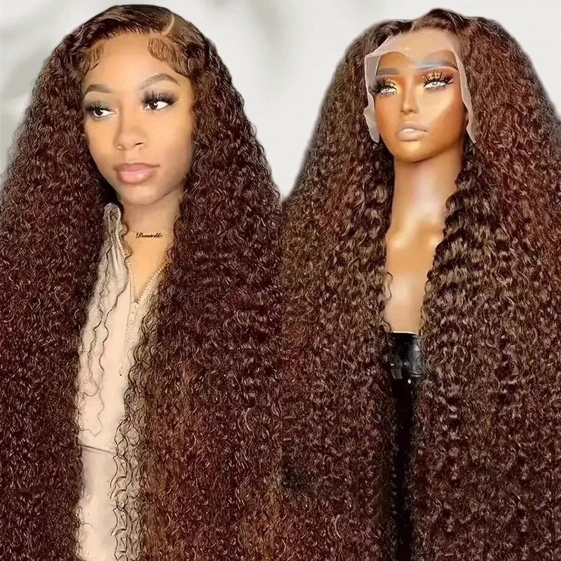 Deep Wave Wig, Middle Part, Machine-Woven Synthetic Hair, For Women