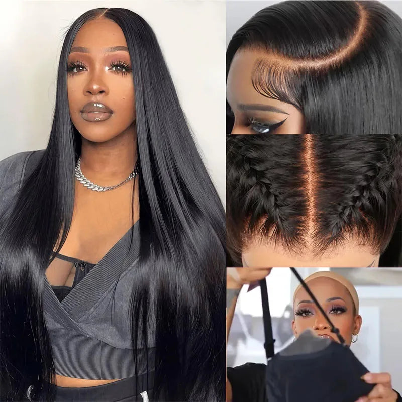HD Transparent Lace Front Human Hair Wigs Bone Straight 13x4 13x6 Black Color Natural Looking 200 Density High Quality For Women