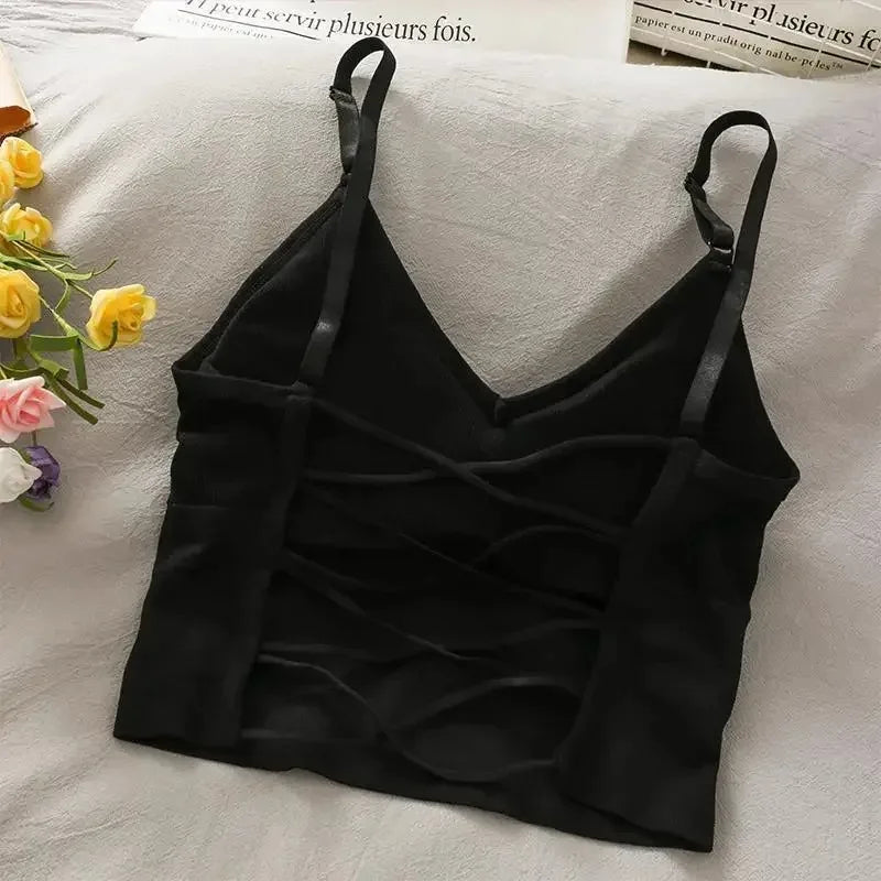 Womens Tops Sexy Tank Top Women Built in Bra Solid Color Camis for Women Crop Top Off Shoulder Sleeveless Camisole