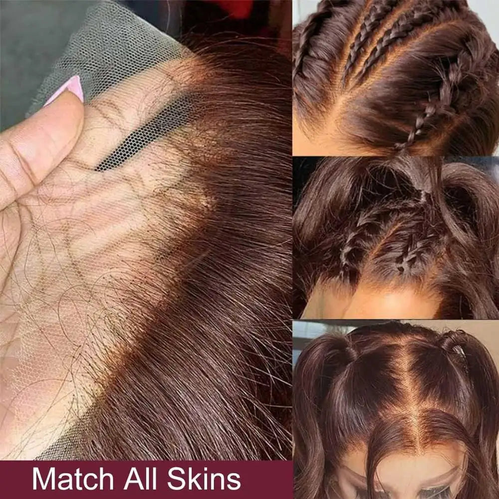 30 40 Inch Chocolate Brown Body Wave Human Hair Wigs 13X4 HD Lace Frontal WIgs For Women Colored Wet And Wavy Lace Front Wig