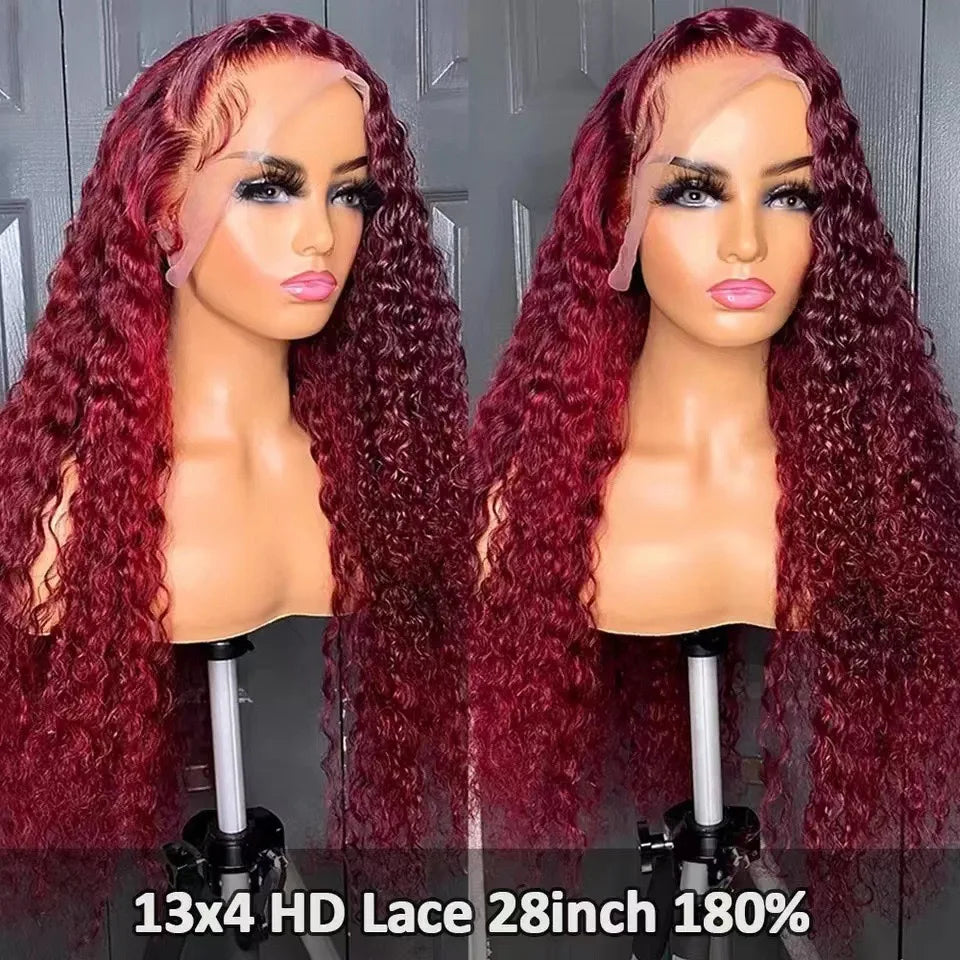 Deep Wave Wig, Middle Part, Machine-Woven Synthetic Hair, For Women