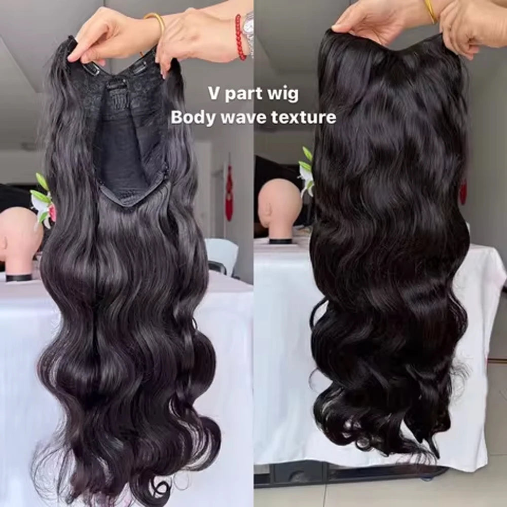 V Part Wigs Human Hair Body Wave 100% Human Hair Wigs No Leave Out No Sew-In Machine Made Deep Wave Beginner Friendly
