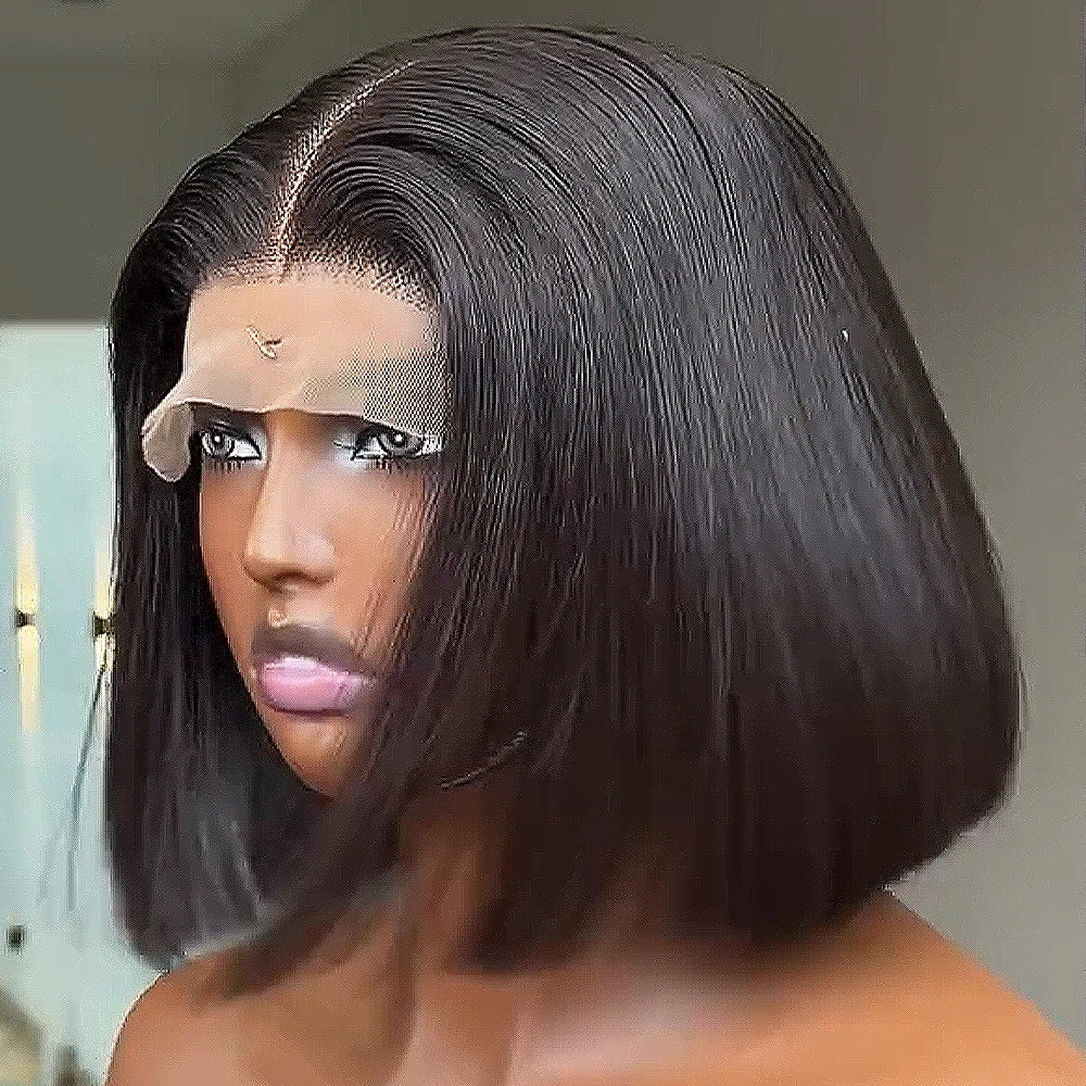 100% Human Hair Short Bob 350 Density Glueless Wigs 2x6 5x5 HD Lace Frontal Wig Straight HD Lace Front Ready To Go Wig For Women