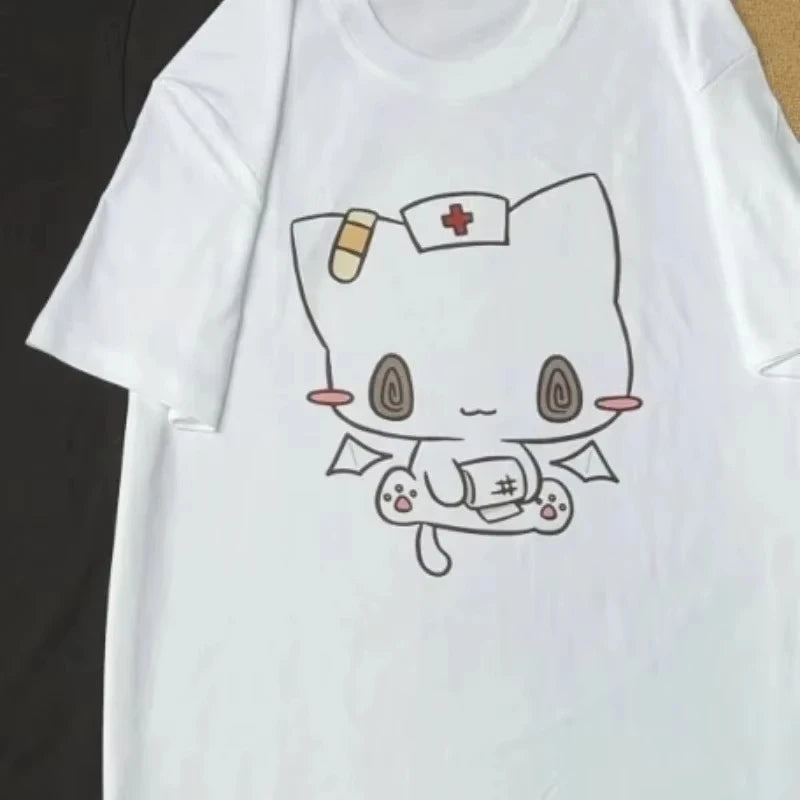 2026 New Women T Shirts Cartoon Printed Funny Couple Sweet Short Sleeve O Neck Loose Y2k Harajuku Tops Female Casual Tshirt