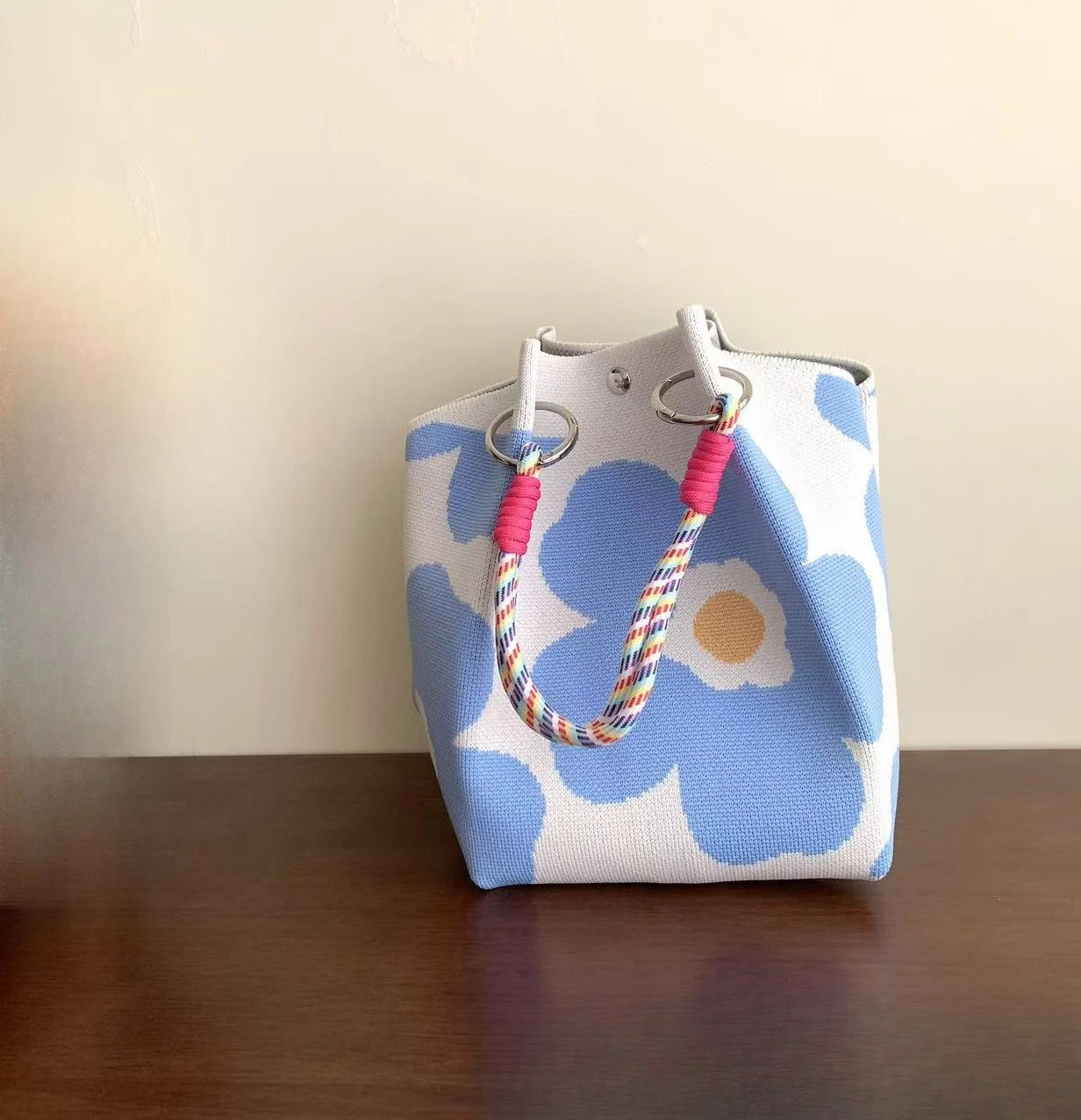 Women's Knitted Handbag Tote Bag - Fashion Water Bucket Purse for Work, Travel, Shopping