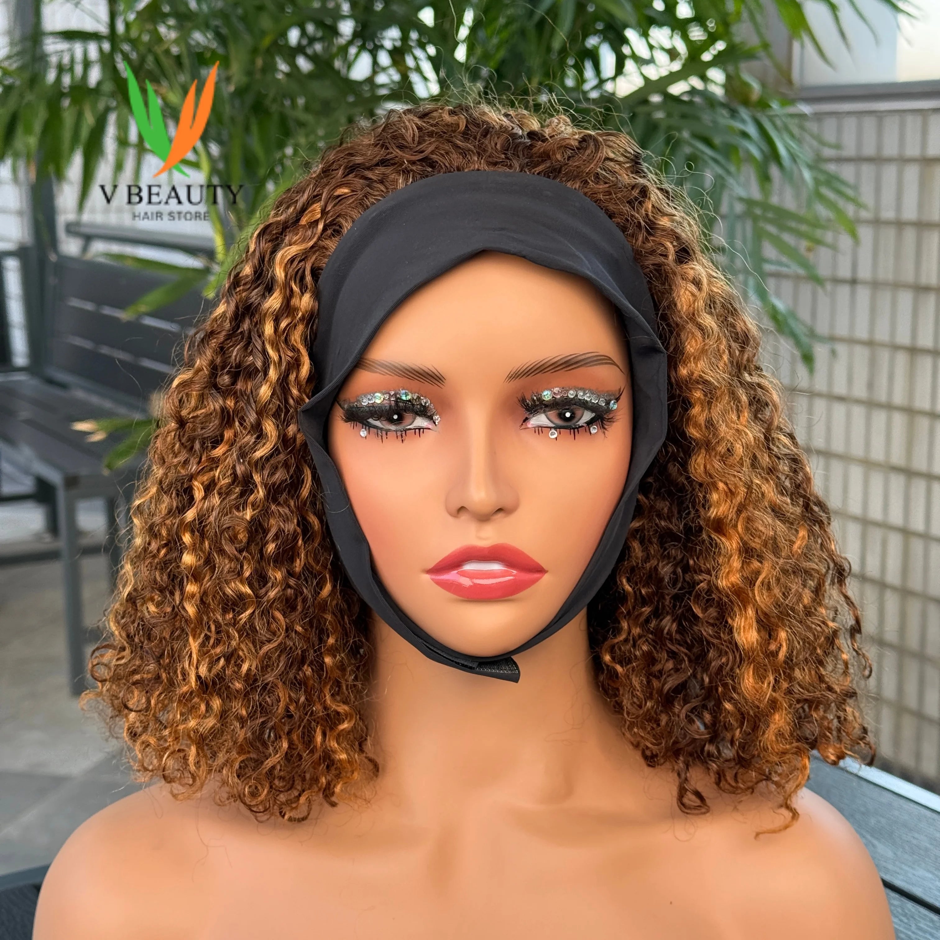 Headband Wig Human Hair Pixie Curly Human Hair Wig for Women Curly Half Wig None Lace Front Wigs 250% Brazilian Virgin Hair